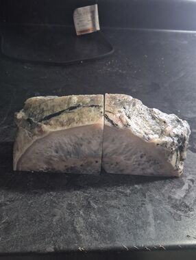 Polished Agate Geode Bookends - Gray & Cream